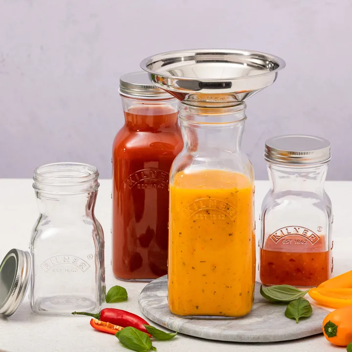 Bouteille à jus et sauce Kilner - Transparent-acier inoxydable, 1 L - Kilner