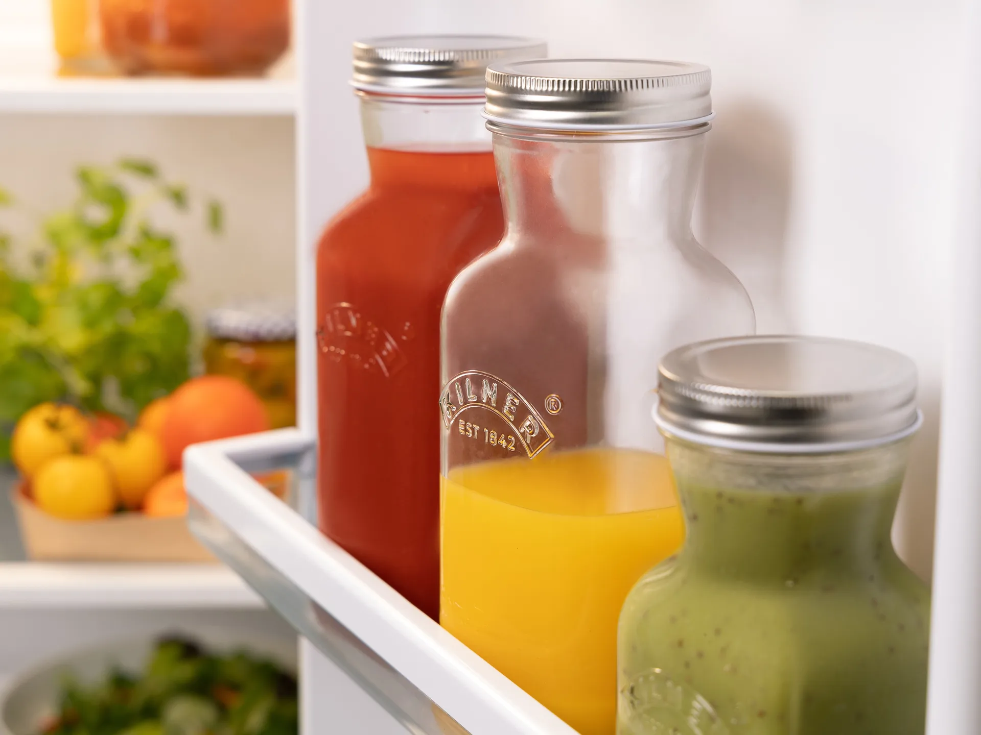 Bouteille à jus et sauce Kilner, Transparent-acier inoxydable, 1 L Kilner