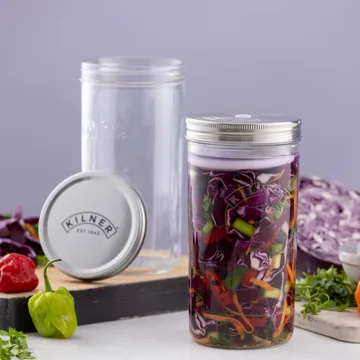 Set de fermentation Kilner - Transparent-acier inoxydable, 1 L - Kilner
