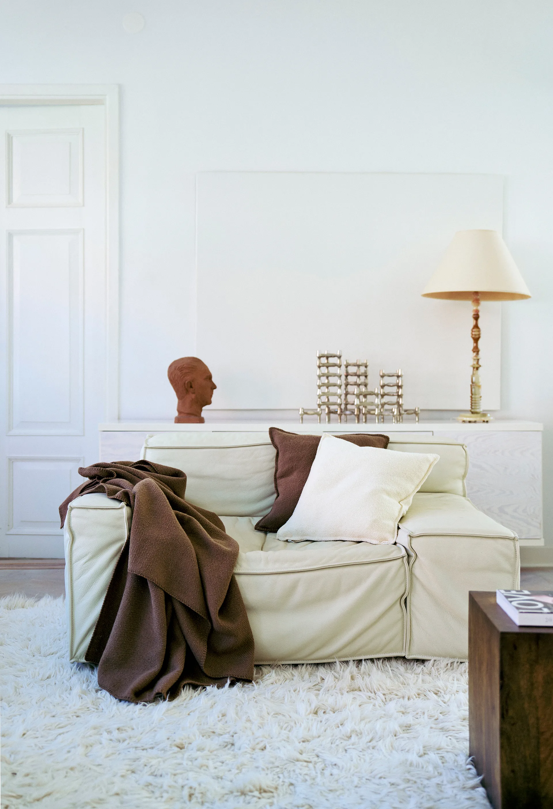 Couverture Bouclé en laine 140x200 cm, Mocha mousse Klippan Yllefabrik