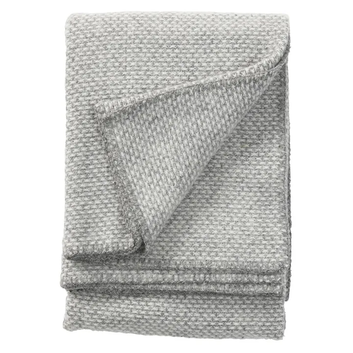Couverture en laine Domino - Gris clair, 130x180 cm - Klippan Yllefabrik