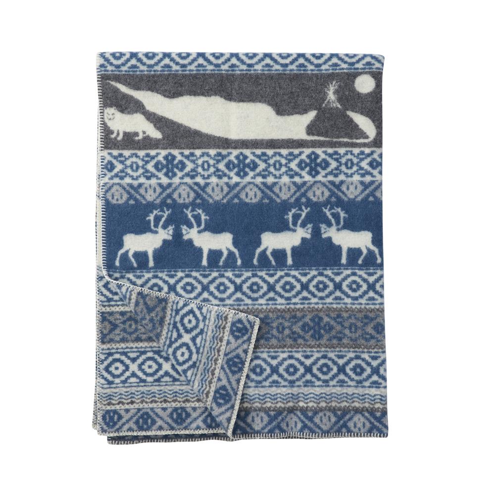 Klippan Yllefabrik Couverture en laine Sarek gris-bleu
