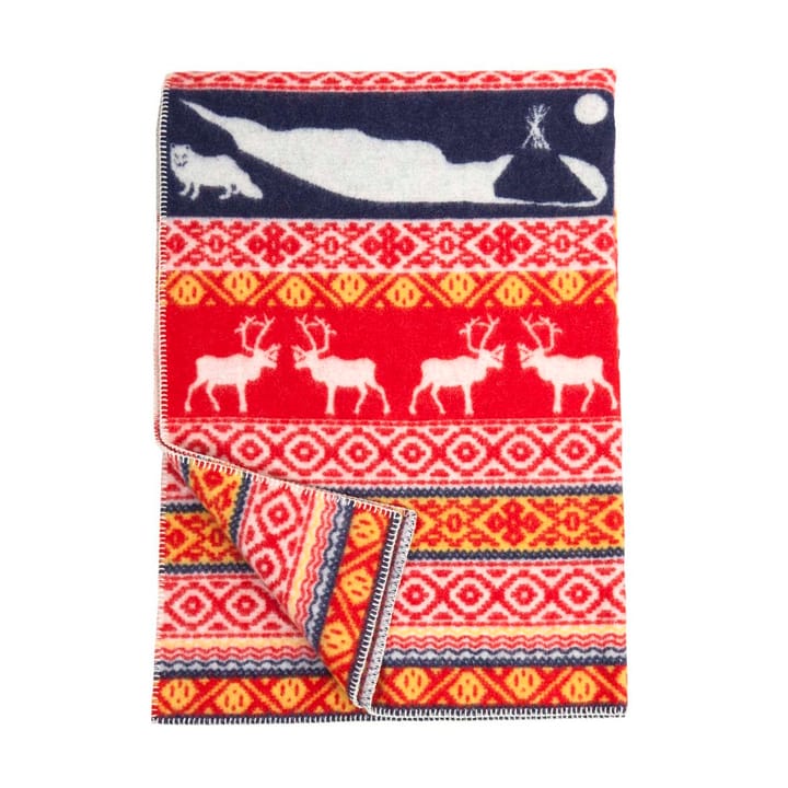 Couverture en laine Sarek - rouge-jaune - Klippan Yllefabrik