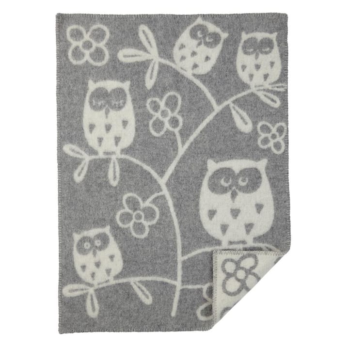 Couverture en laine Tree Owl - gris clair - Klippan Yllefabrik