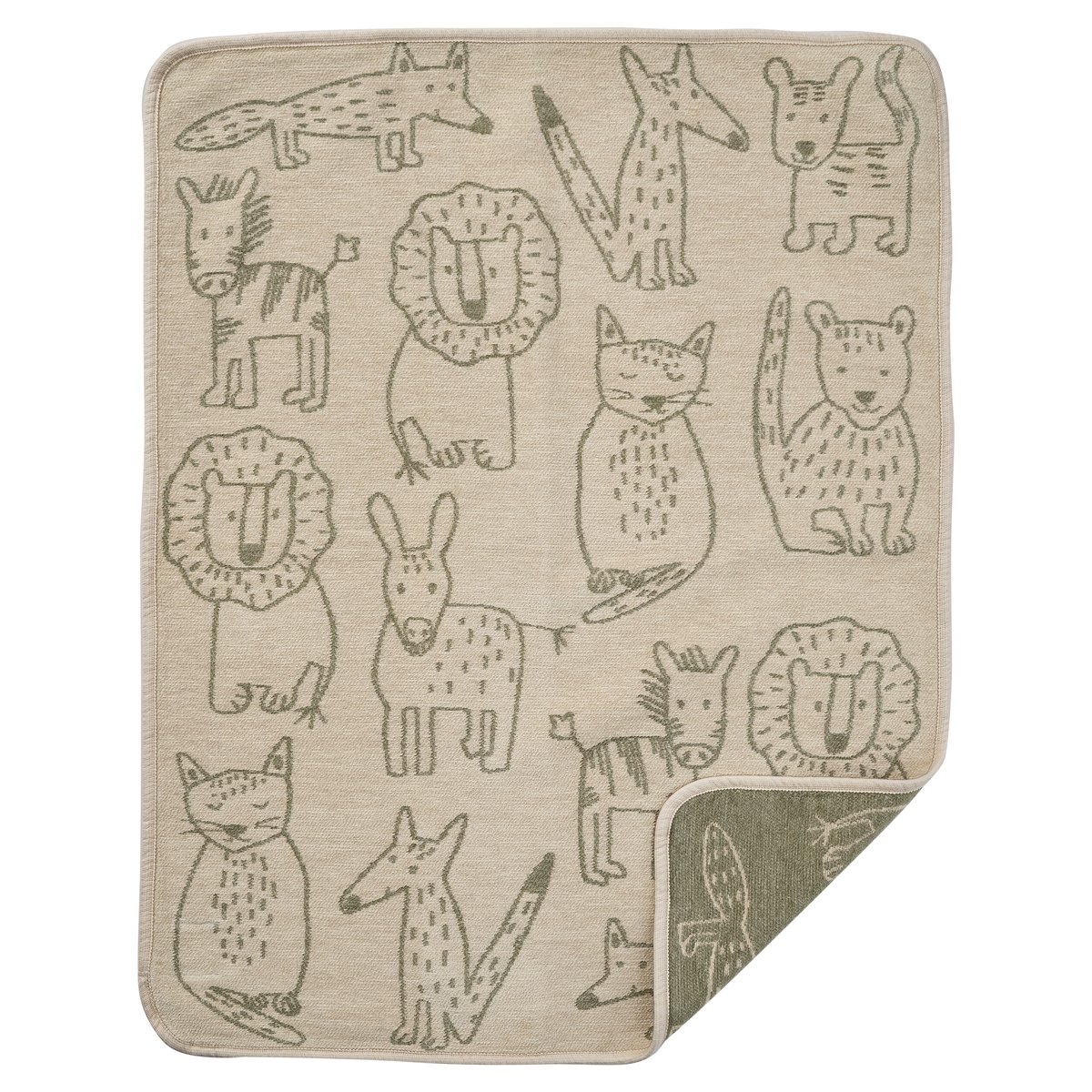 Klippan Yllefabrik Couverture pour enfant Buddies 70x90 cm Khaki