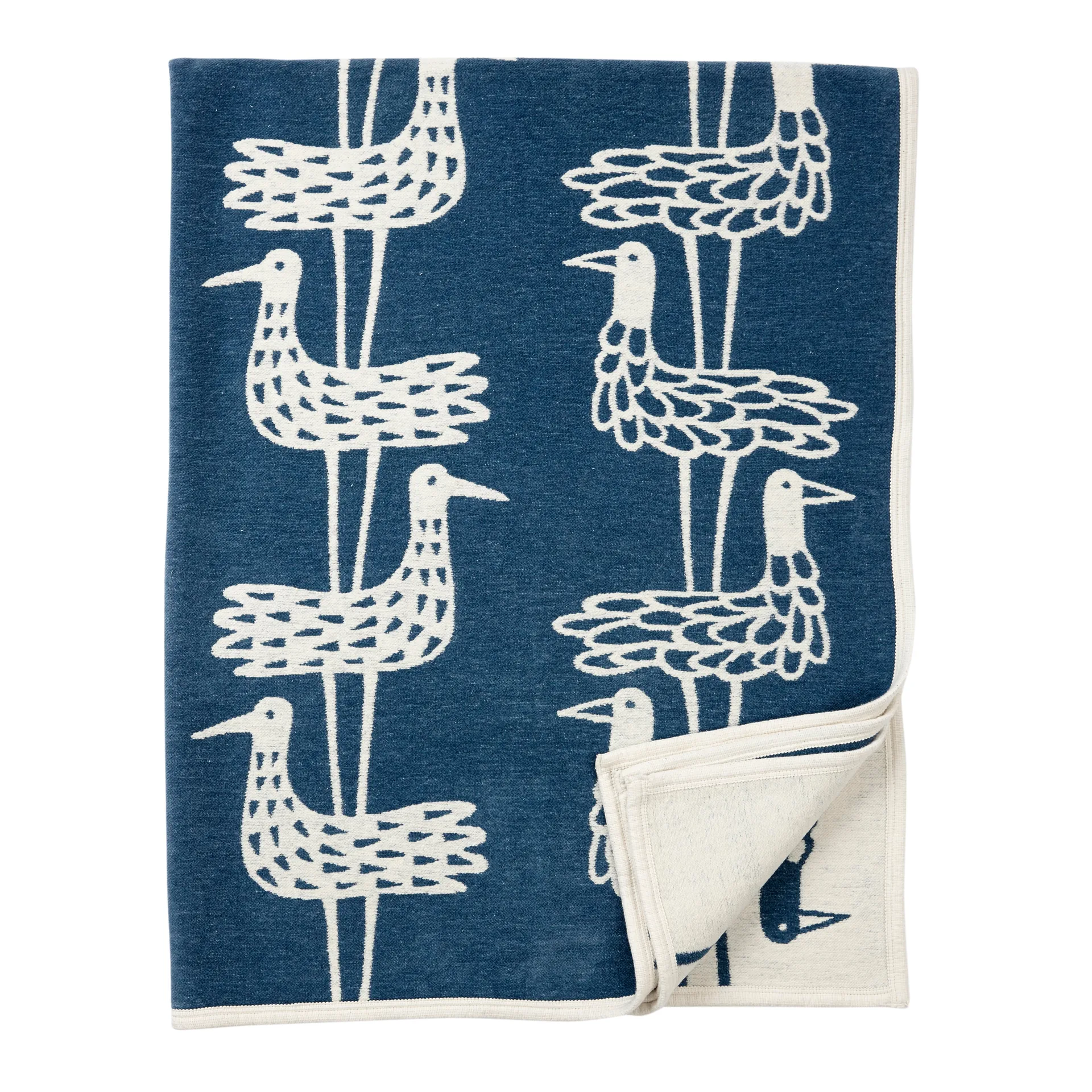Couverture Shore Birds chenille, bleu Klippan Yllefabrik