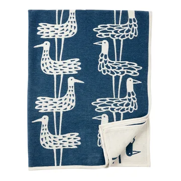 Couverture Shore Birds chenille - bleu - Klippan Yllefabrik