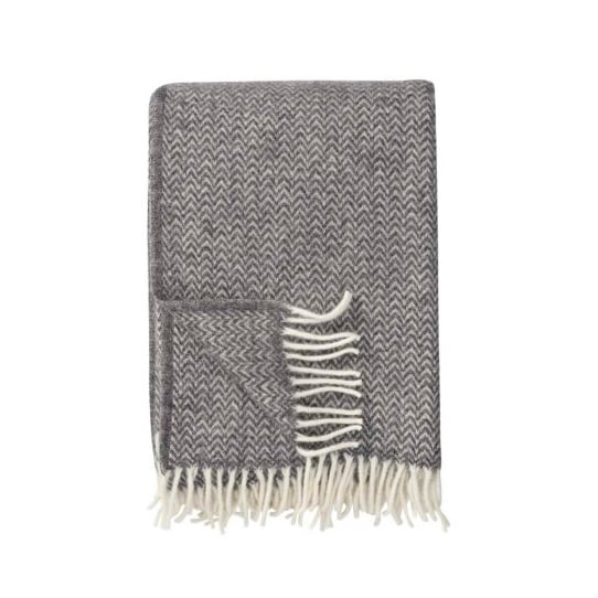 Klippan Yllefabrik Plaid en laine Chevron gris | Design Scandinave | Plaids & couvertures en laine | Gris