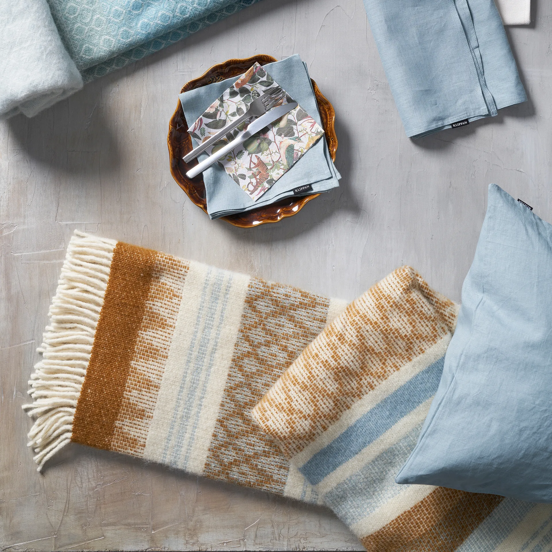 Plaid en laine Freja, Amber Klippan Yllefabrik