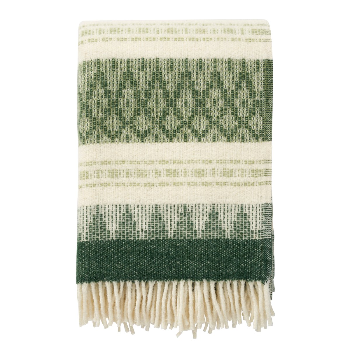 Klippan Yllefabrik Plaid en laine Freja Wood | Design Scandinave | Plaids & couvertures en laine | Vert