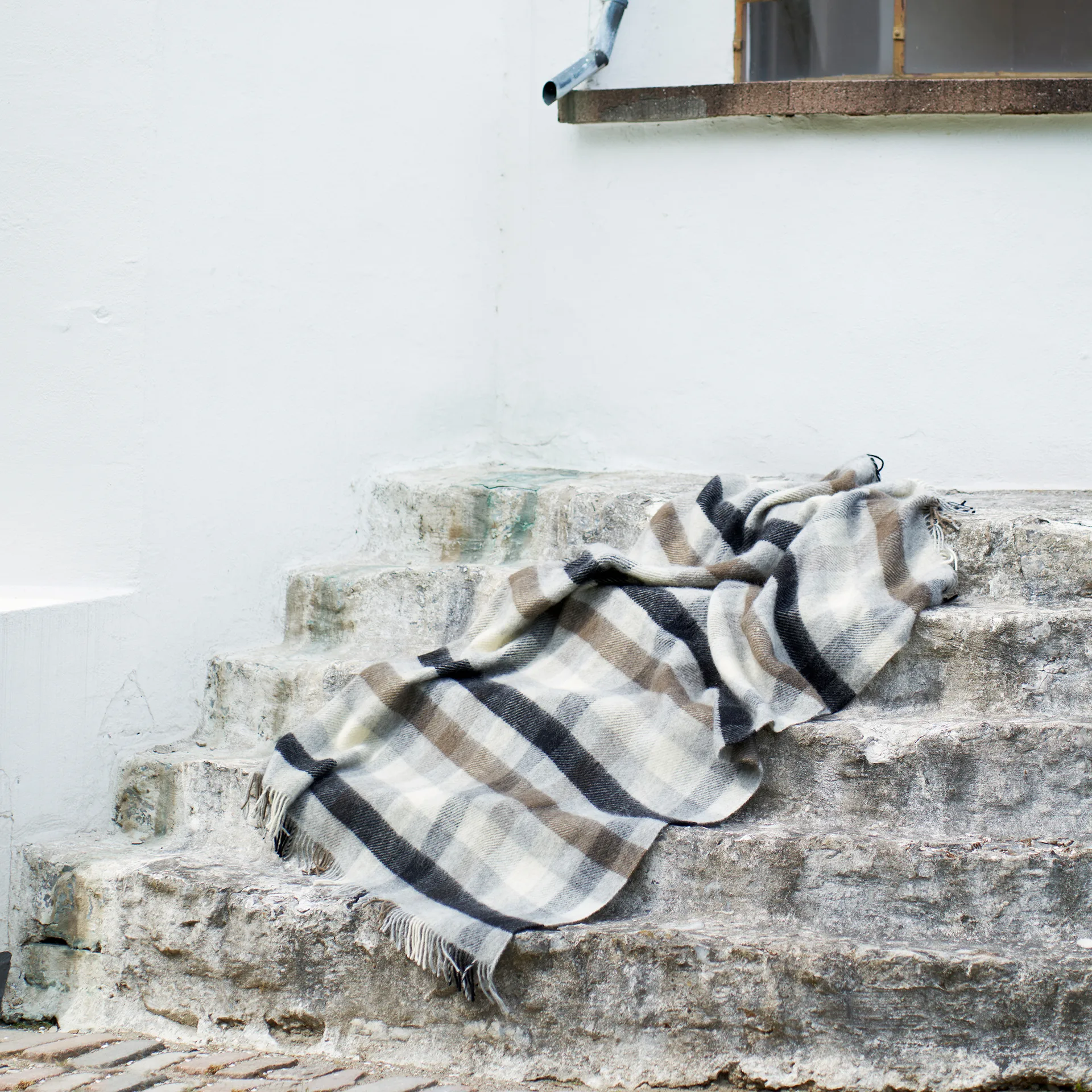 Plaid en laine Gotland 130x200cm, Multi grey Klippan Yllefabrik