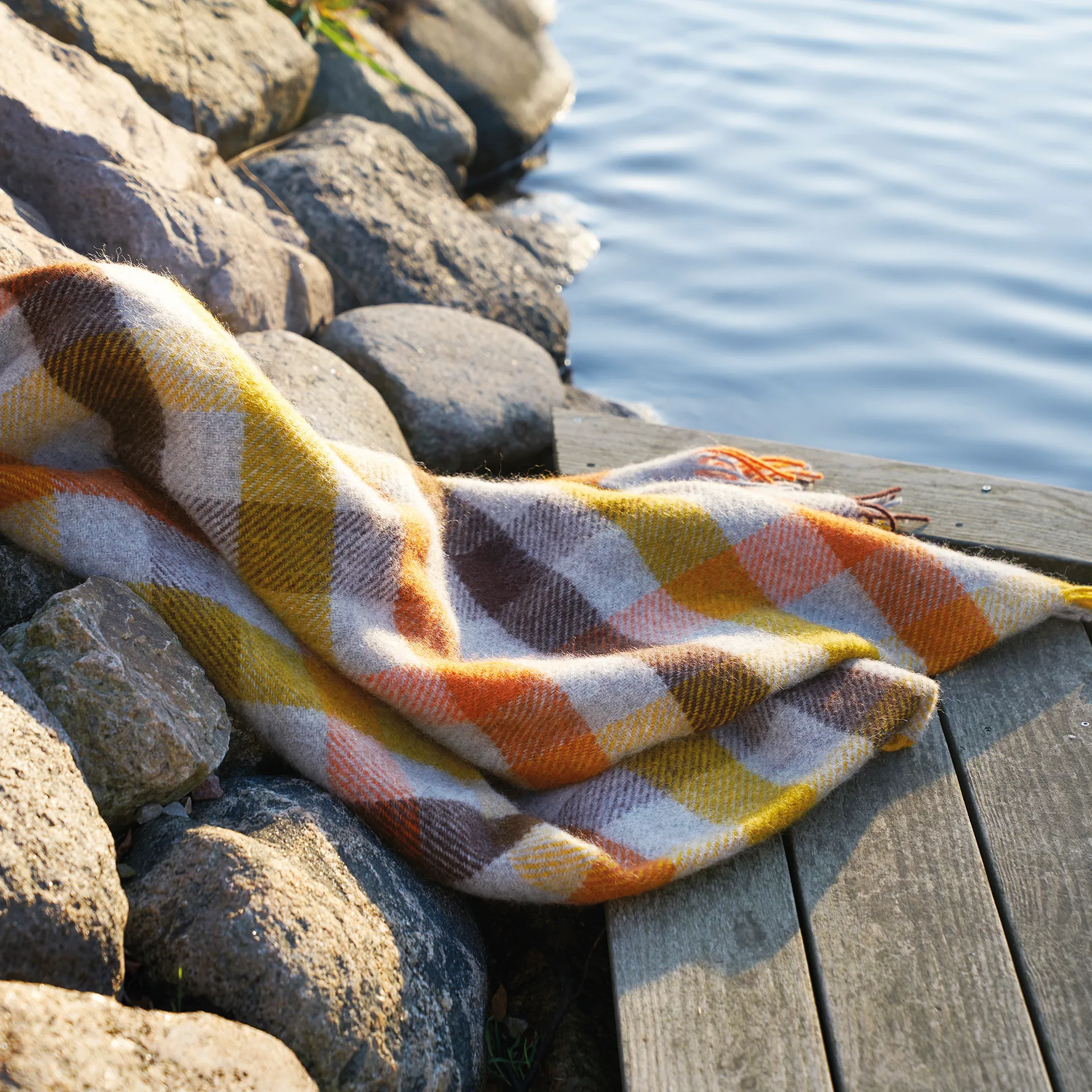 Plaid en laine Gotland 130x200cm, Multi-jaune Klippan Yllefabrik