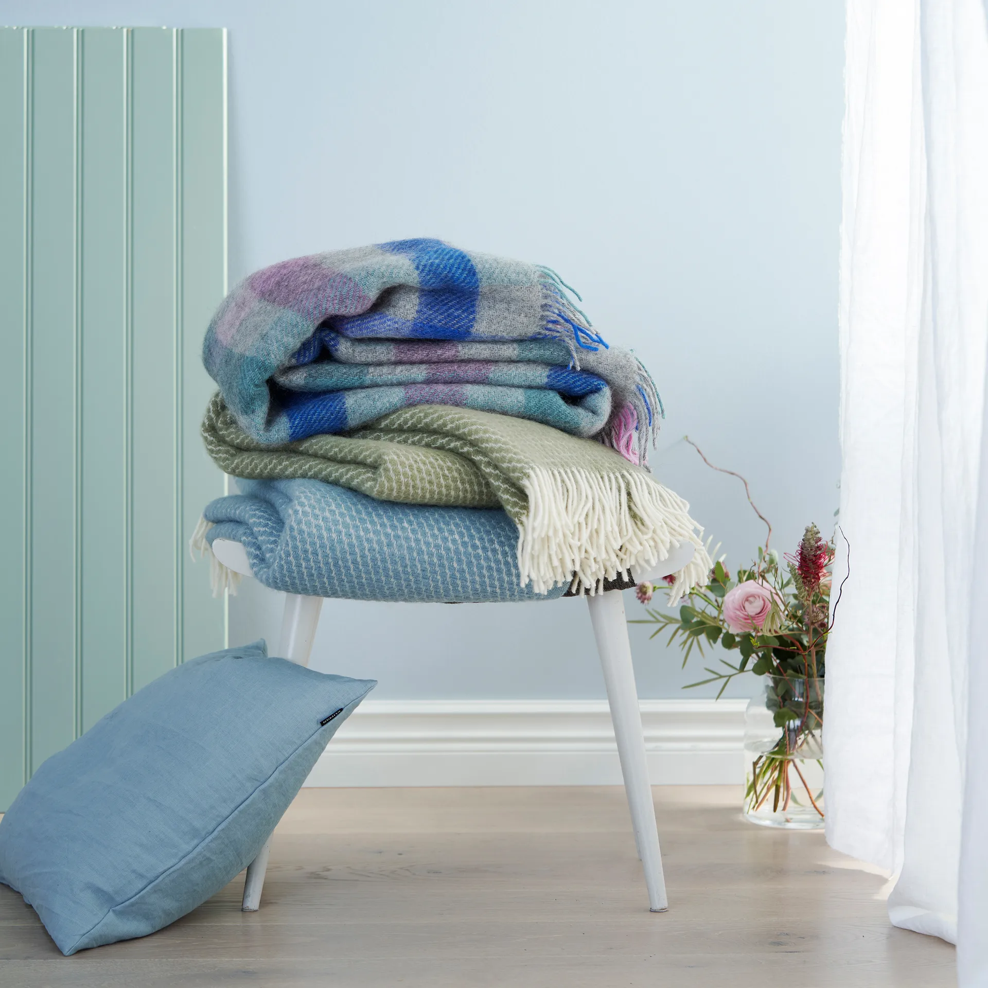 Plaid en laine Gotland 130x200cm, Multi pastèle Klippan Yllefabrik