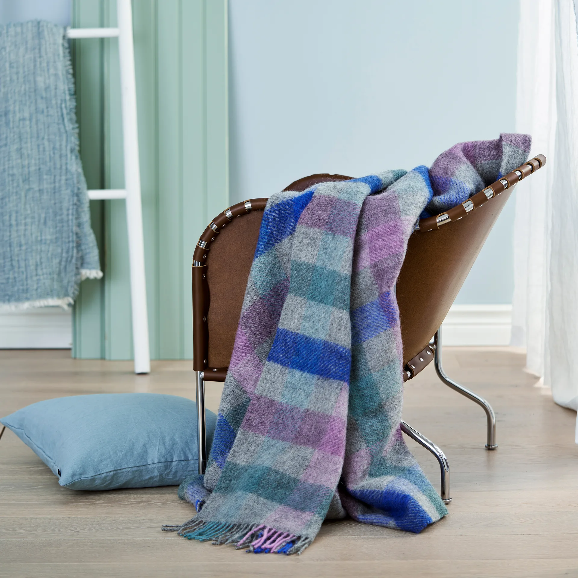 Plaid en laine Gotland 130x200cm, Multi pastèle Klippan Yllefabrik