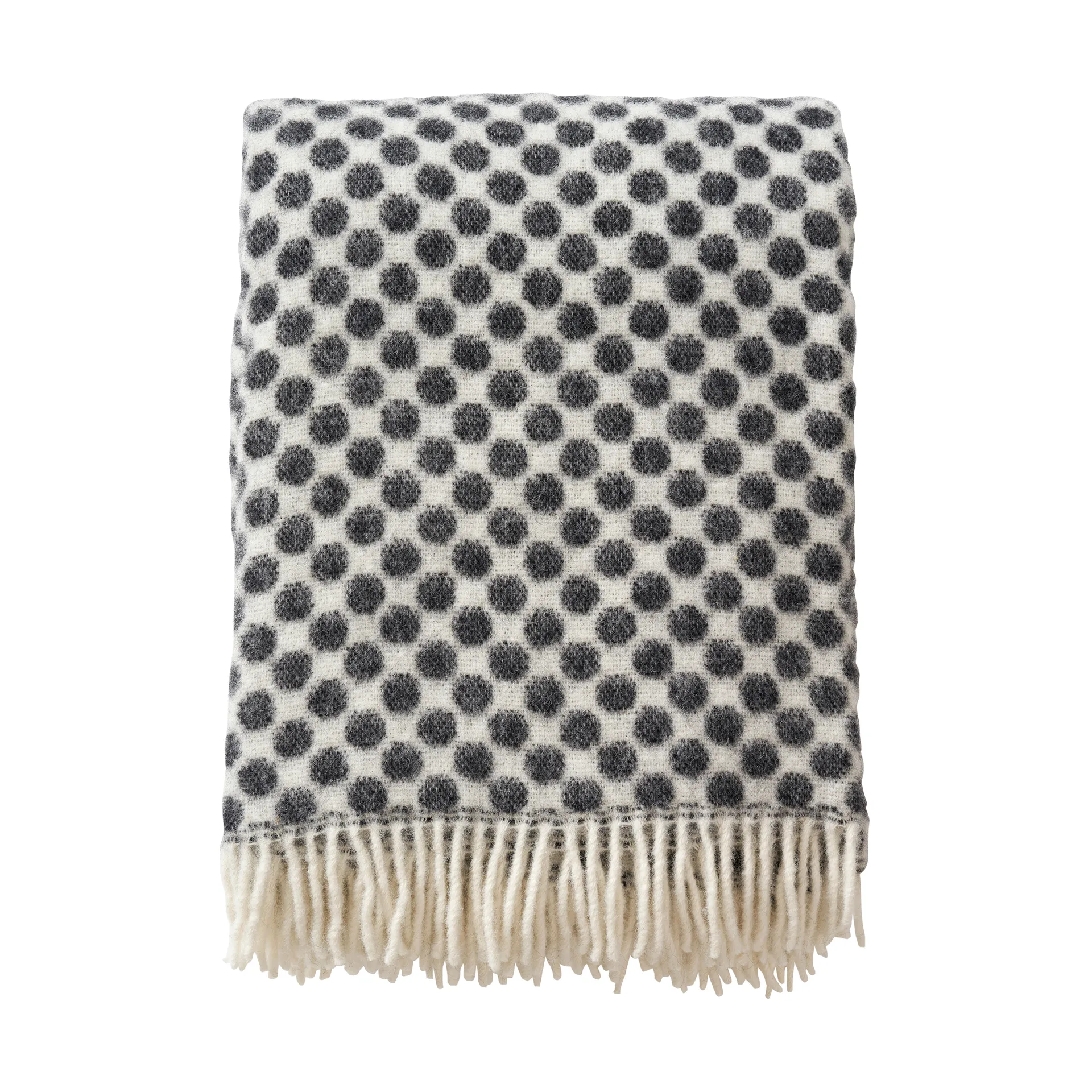 Plaid en laine Gotland dots 130x200 cm, Blanc-noir Klippan Yllefabrik