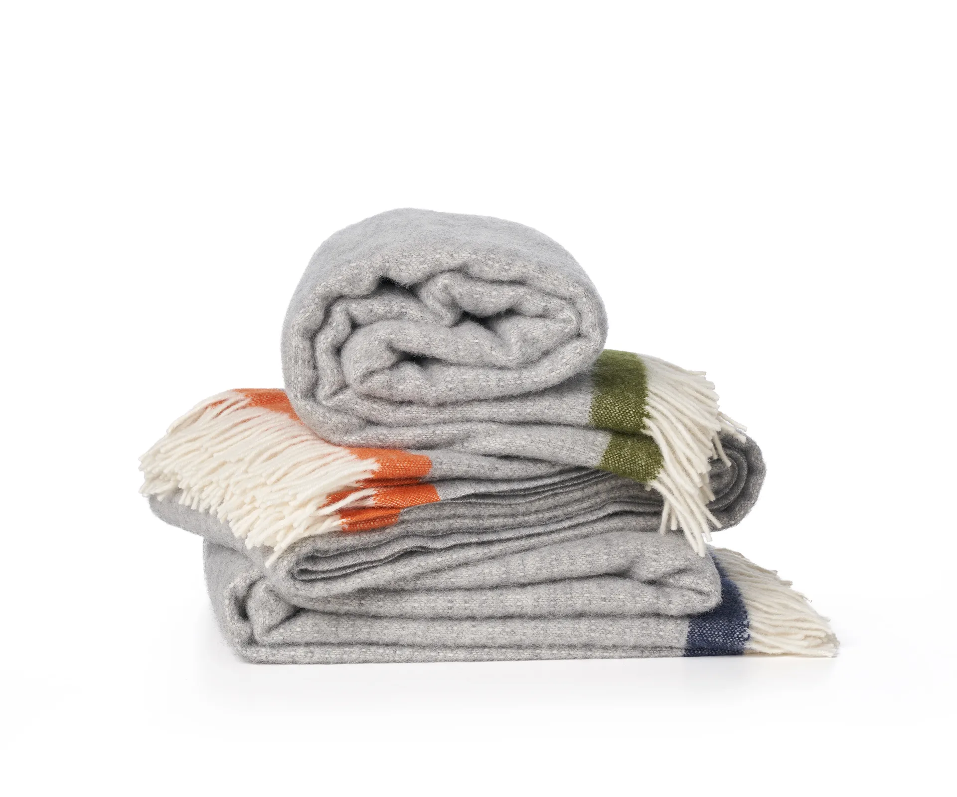 Plaid en laine Hampus 130x200 cm, Gris-orange Klippan Yllefabrik