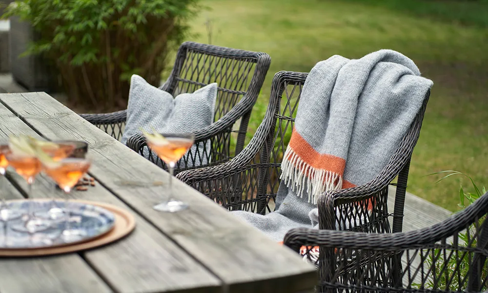 Plaid en laine Hampus 130x200 cm, Gris-orange Klippan Yllefabrik