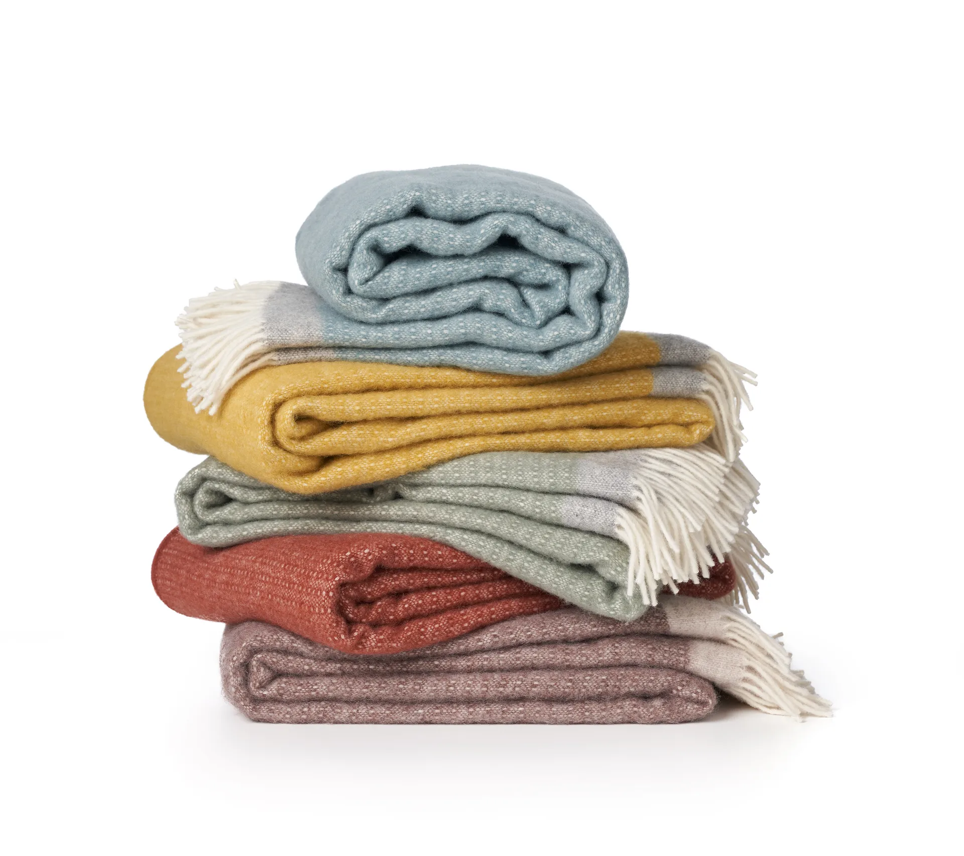 Plaid en laine Harald 130x200 cm, Rouille-gris Klippan Yllefabrik