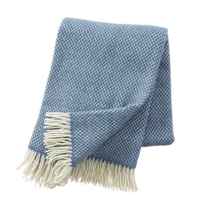 Plaid en laine Pulse - china blue (bleu) - Klippan Yllefabrik