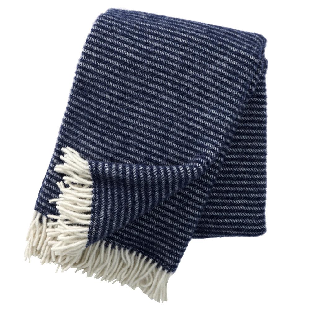 Klippan Yllefabrik Plaid en laine Ralph bleu marine