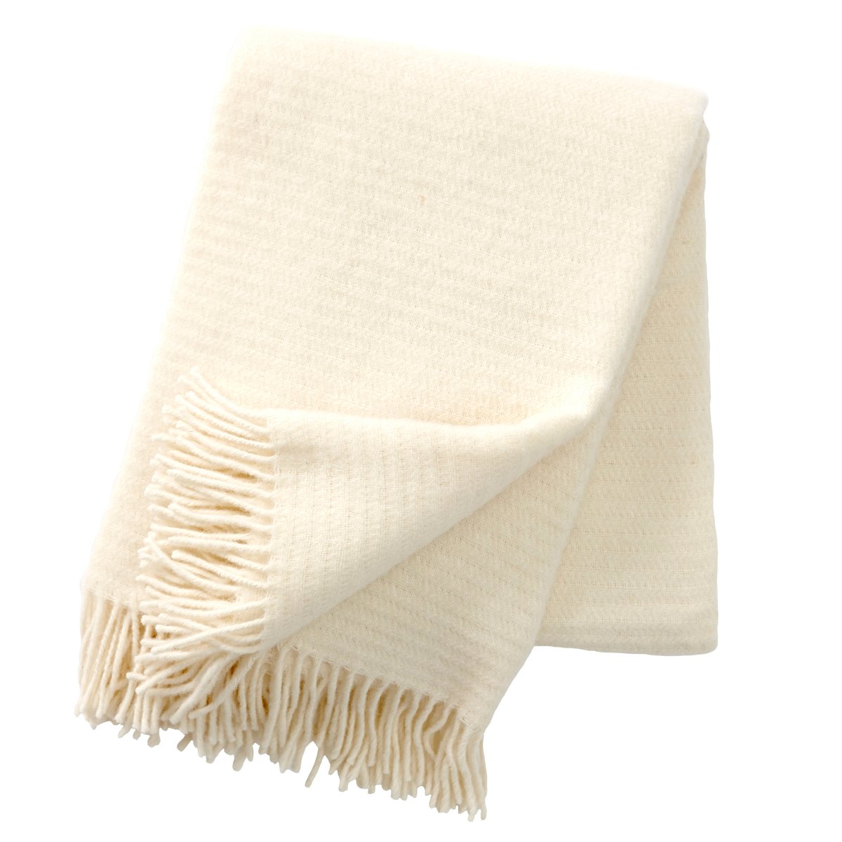 Klippan Yllefabrik Plaid en laine Ralph ivoire | Design Scandinave | Plaids & couvertures en laine | Blanc