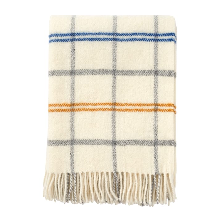 Plaid en laine Tartan 130x200 cm  - Blanc-jaune-bleu - Klippan Yllefabrik