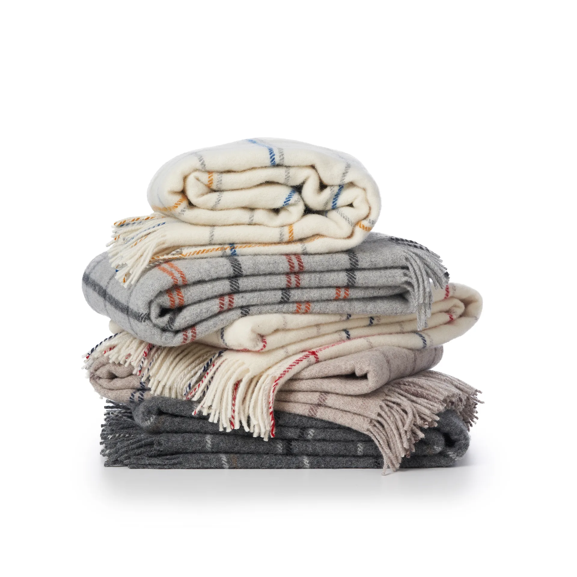 Plaid en laine Tartan 130x200 cm, Gris clair Klippan Yllefabrik
