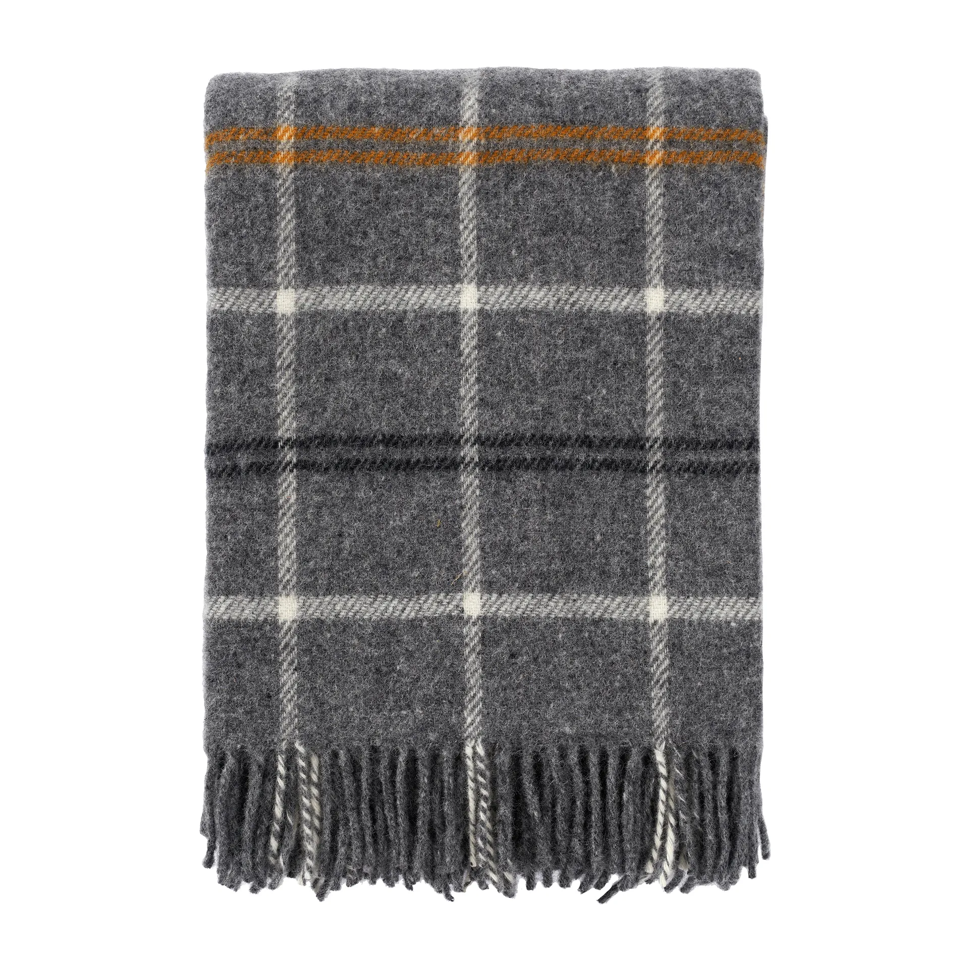 Plaid en laine Tartan 130x200 cm, Gris foncé Klippan Yllefabrik