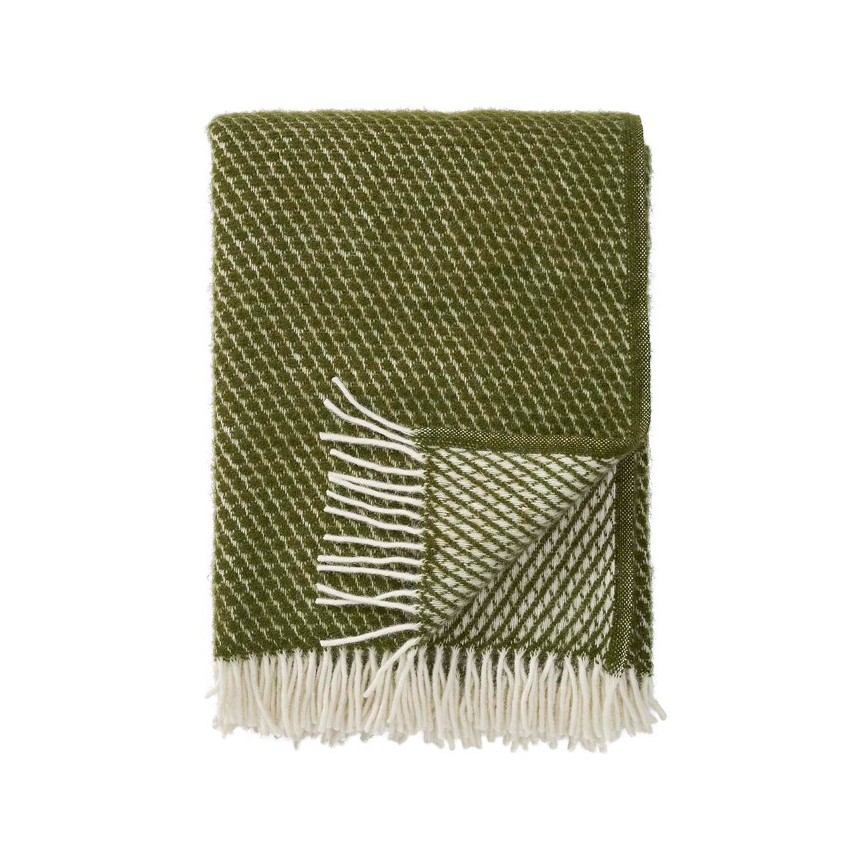 Klippan Yllefabrik Plaid en laine Velvet avocat | Design Scandinave | Plaids & couvertures en laine | Vert