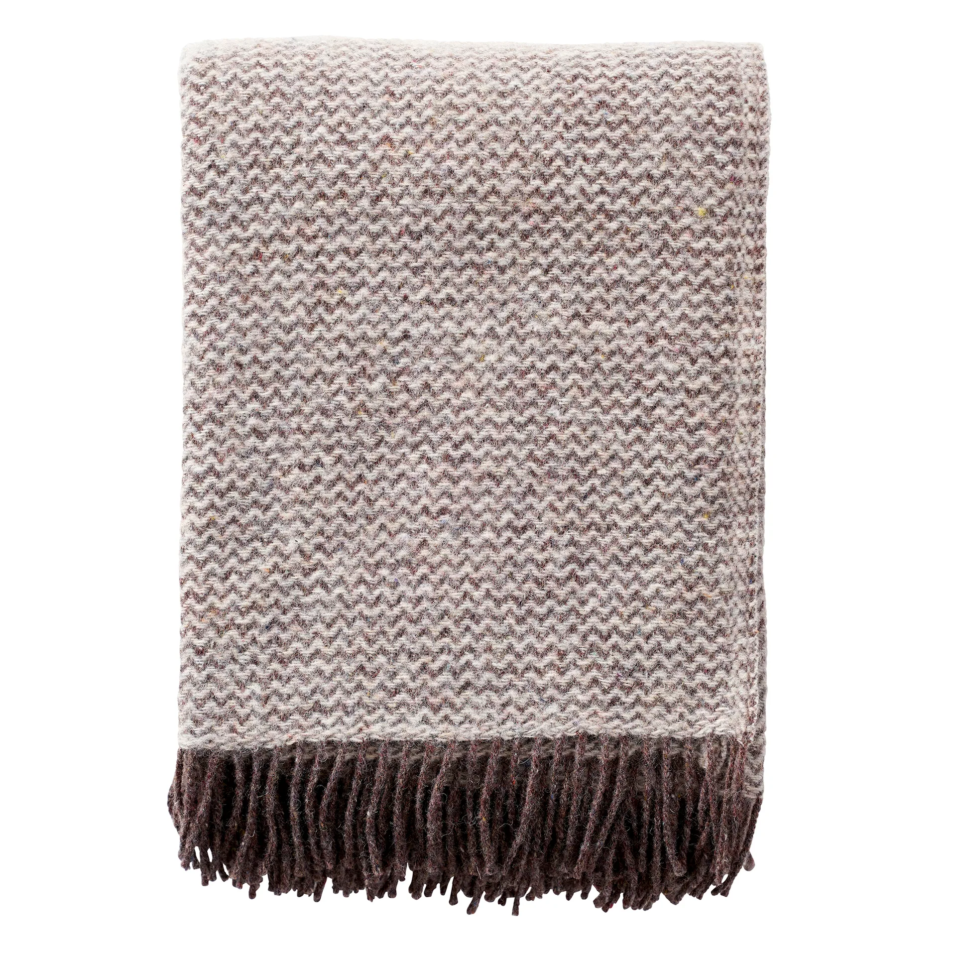 Plaid en laine Wave, Marron nature Klippan Yllefabrik