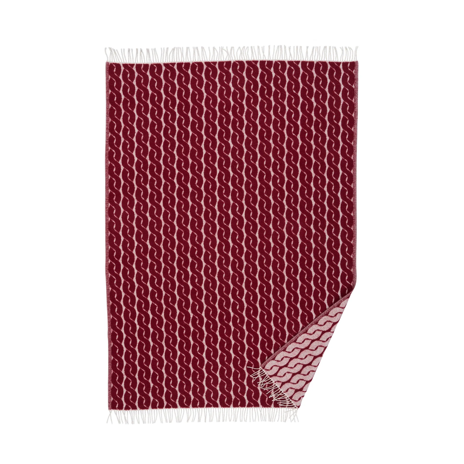 Plaid Knit en laine 130x200 cm, Bordeaux Klippan Yllefabrik