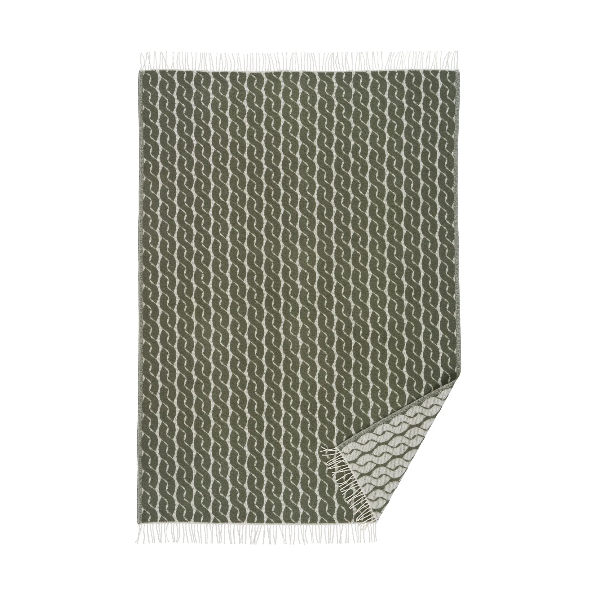 Plaid Knit en laine 130x200 cm, Pine Klippan Yllefabrik
