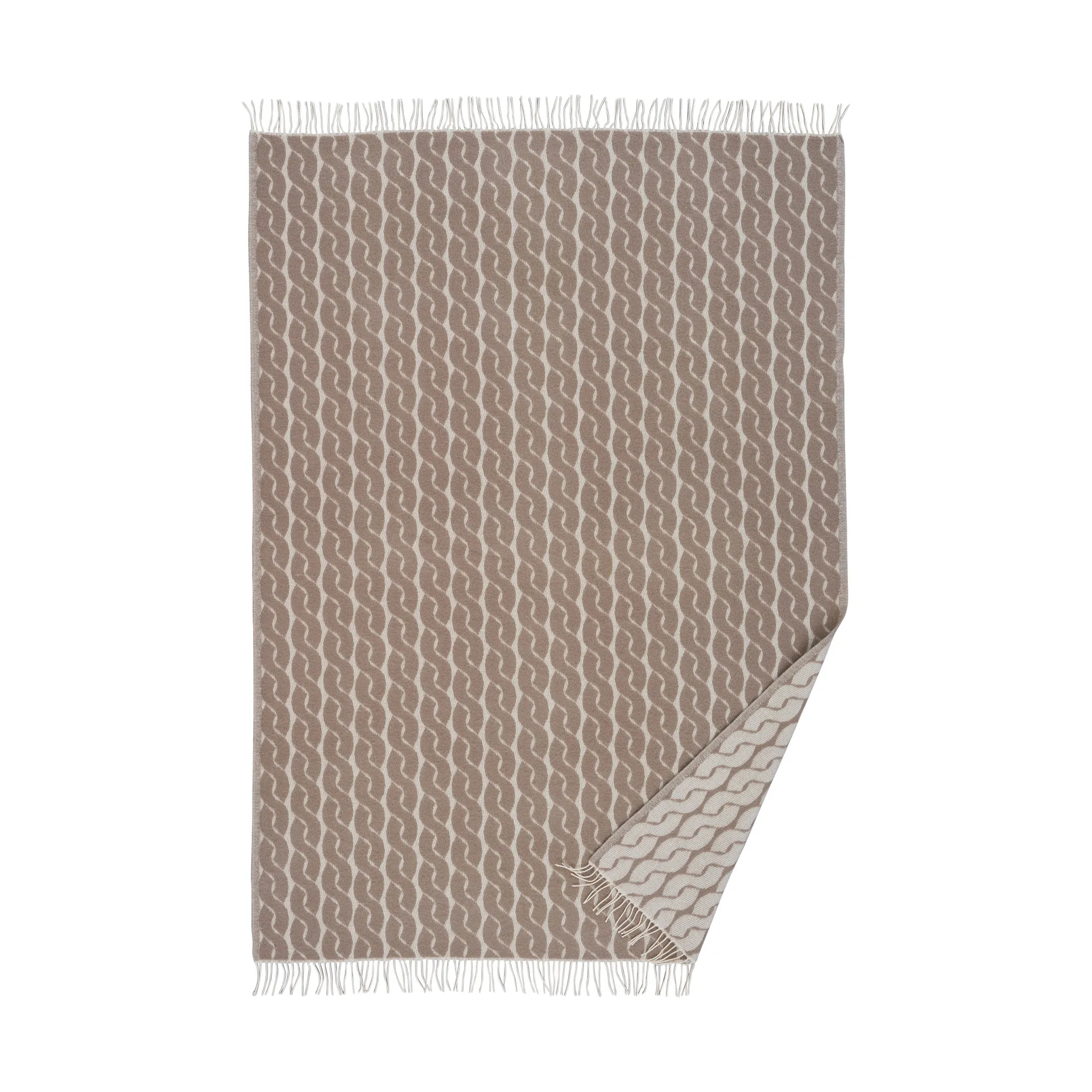Plaid Knit en laine 130x200 cm, Sand Klippan Yllefabrik