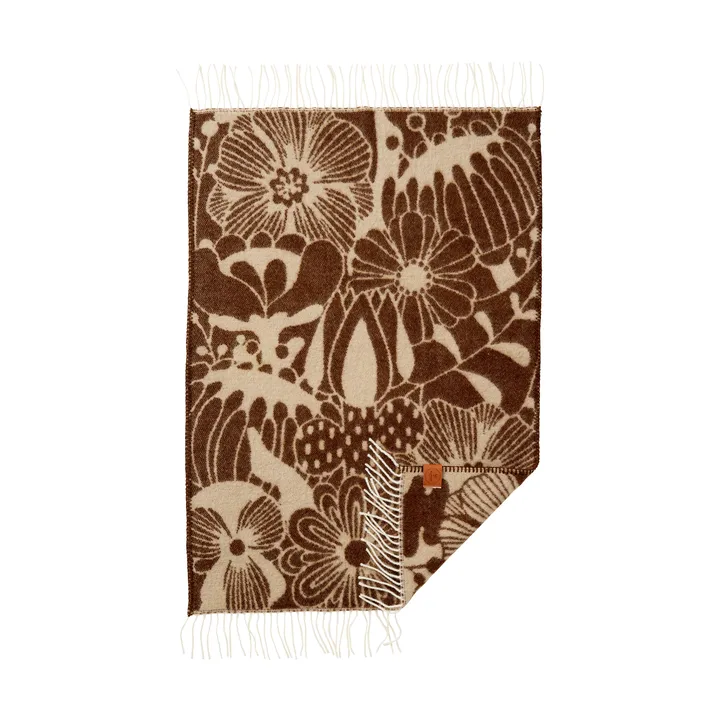 Plaid pour enfant Blomranka - Brown-beige, 65x110 cm - Klippan Yllefabrik