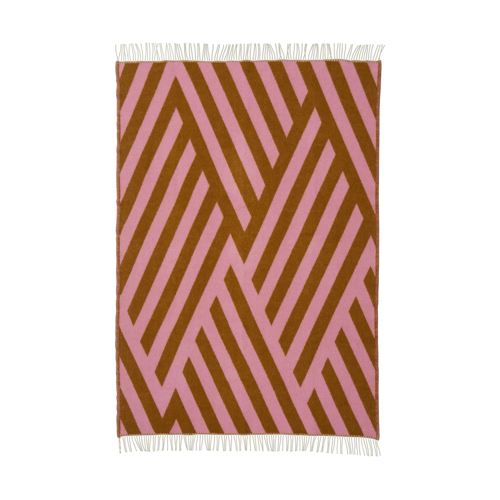 Plaid Tangent en laine 130x200 cm, Pink-carmel Klippan Yllefabrik