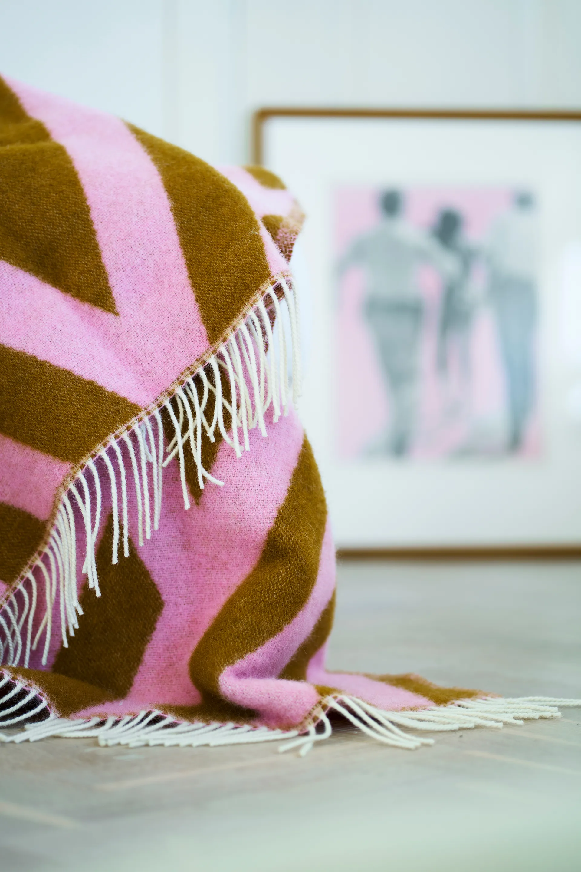 Plaid Tangent en laine 130x200 cm, Pink-carmel Klippan Yllefabrik