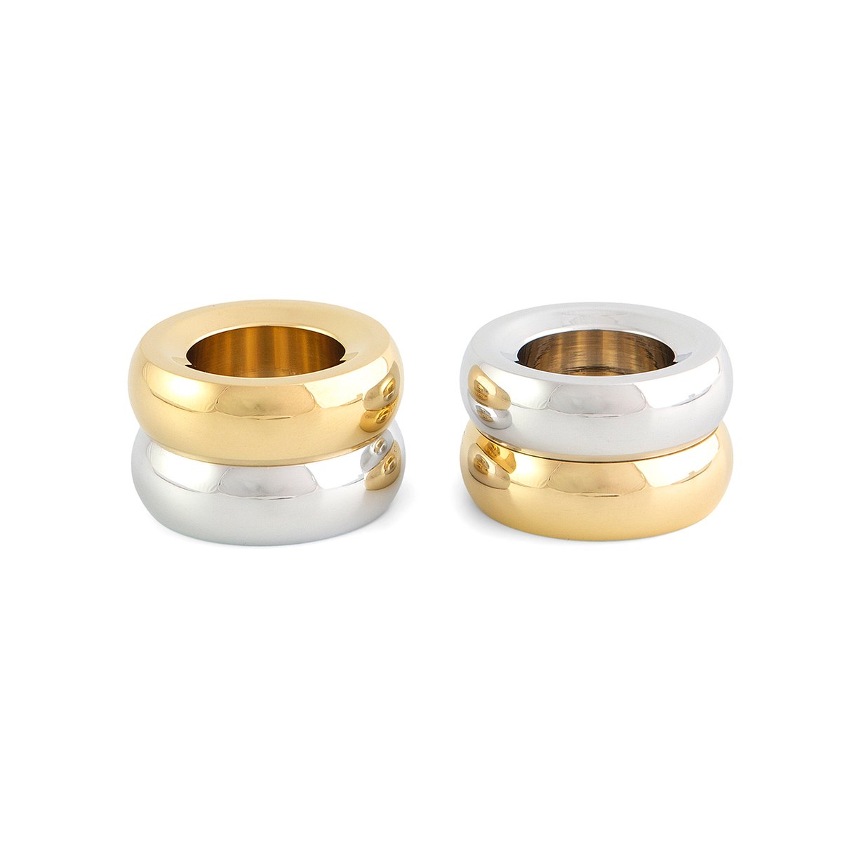 KLONG Bougeoir Marriage Duo 2 Pièces Laiton-argent | Design Scandinave | Bougeoirs | Doré