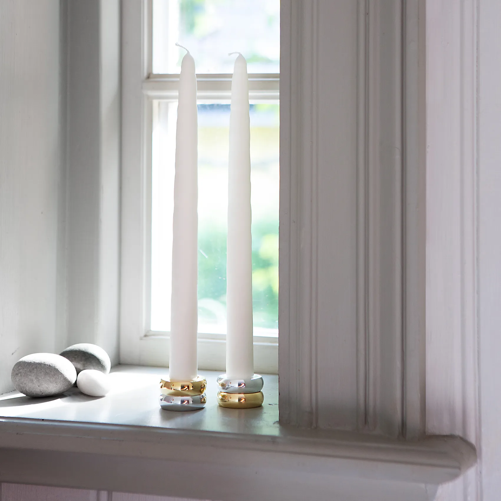 Bougeoir Marriage Duo 2 Pièces, Laiton-argent KLONG