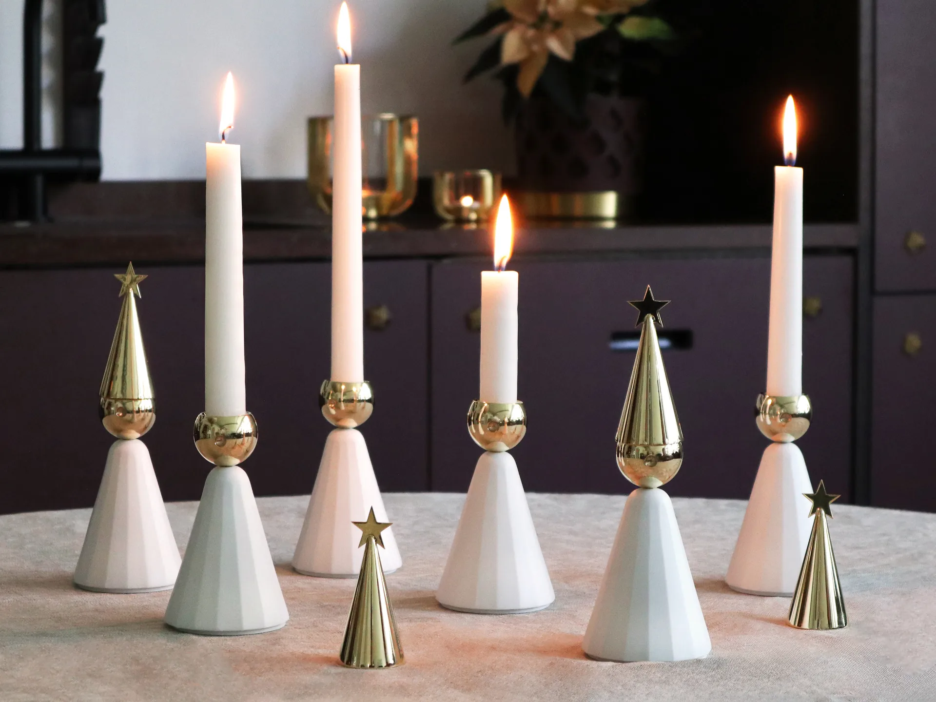 Chandelier Soprano, Blanc-laiton KLONG