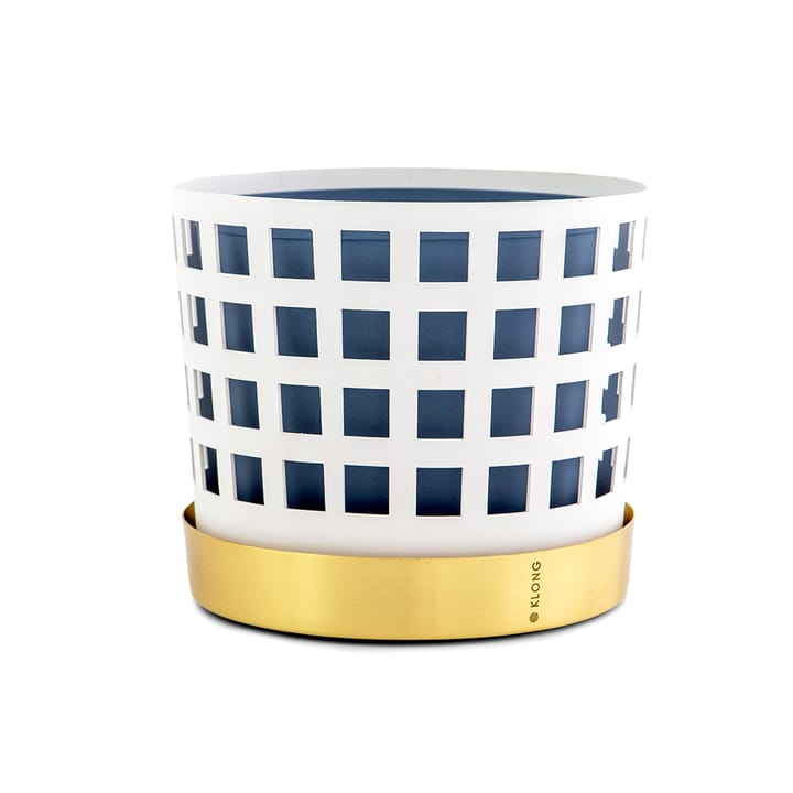 Pot Trio avec carrés, moyen, blanc KLONG