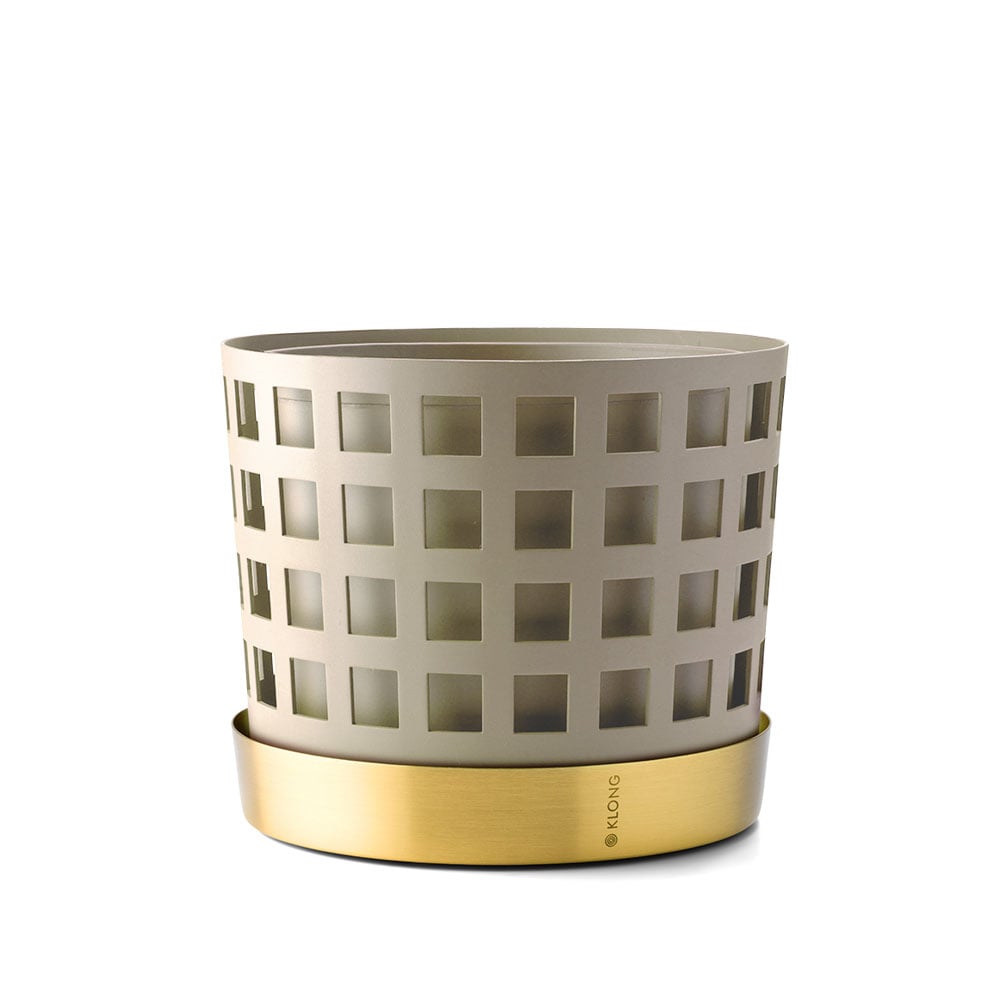 KLONG Pot Trio Pot Square beige, moyen o18 cm | Design Scandinave | Cache-pots | Beige