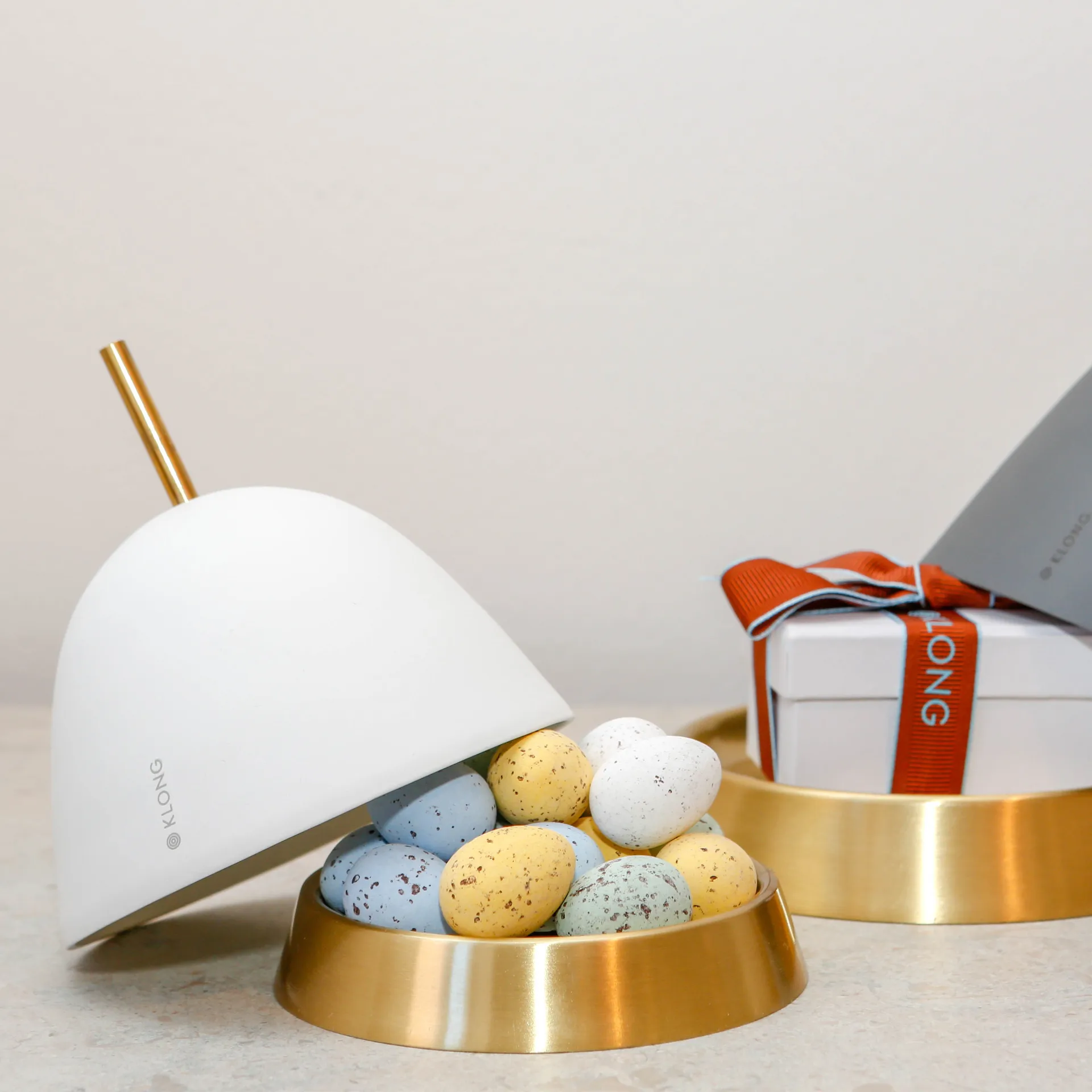 Rangement Gömma small 12 cm, Blanc-laiton KLONG