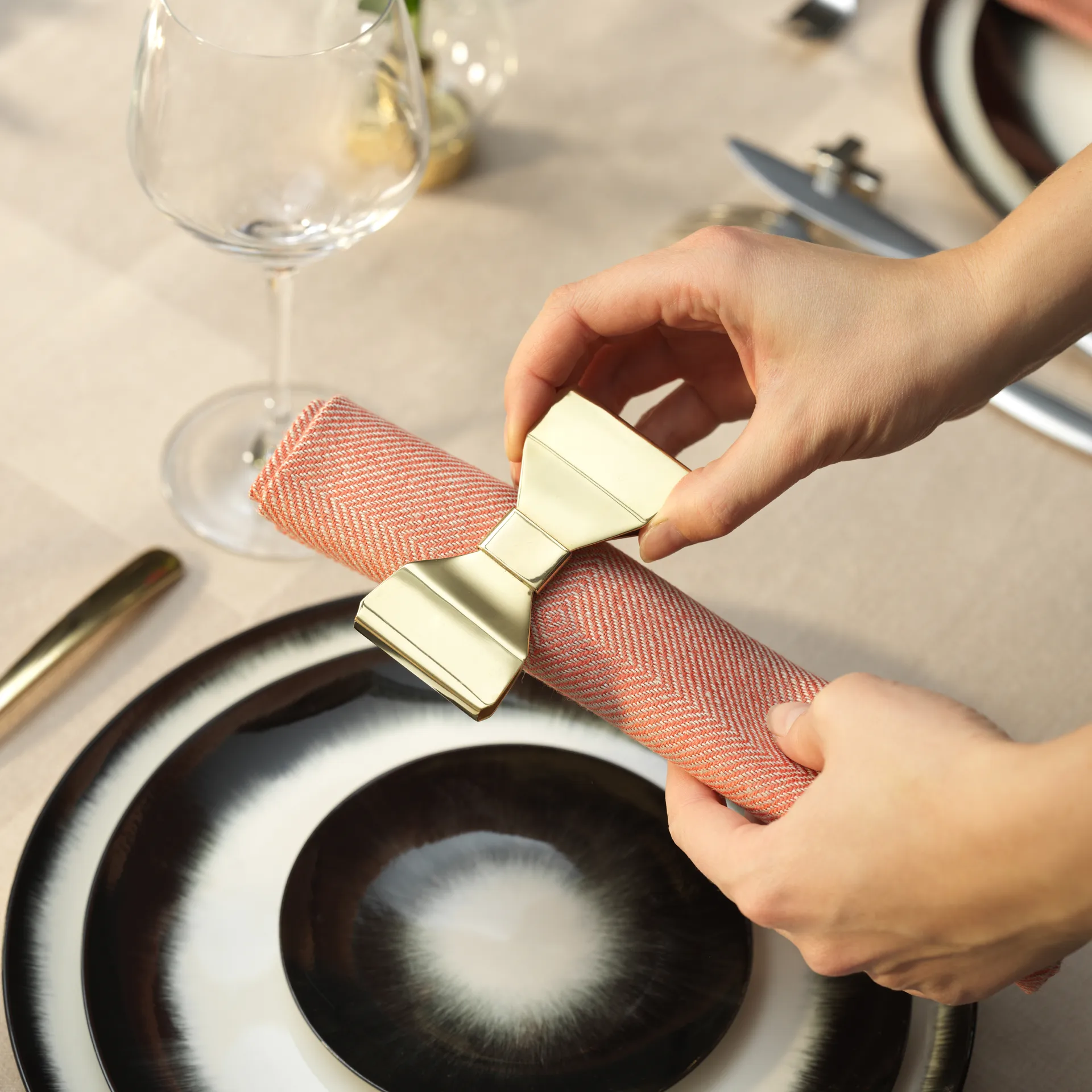 Ronds de serviettes Bowie lot de 2, Laiton KLONG