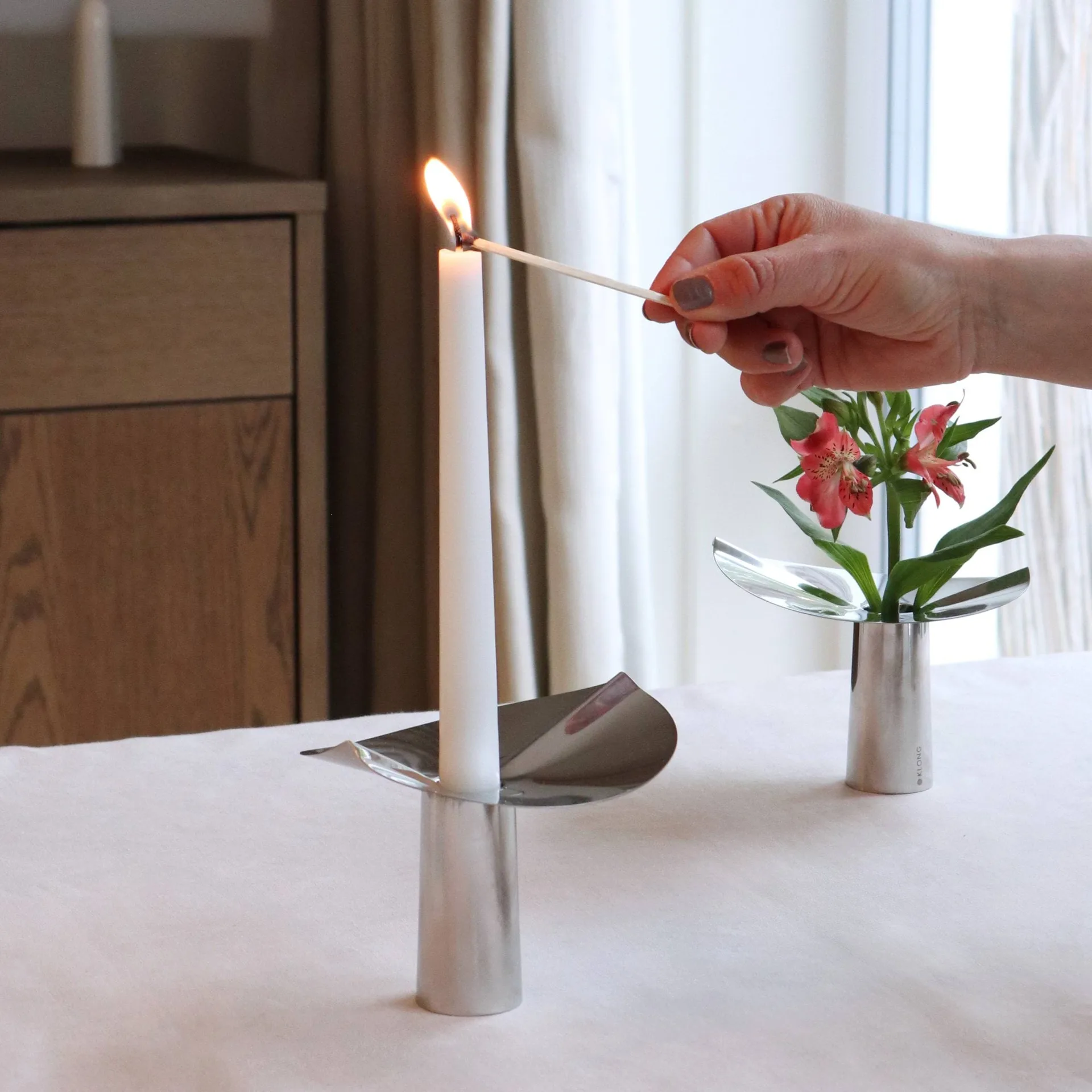Vase-bougeoir Löv, Acier inoxydable. 10 cm KLONG