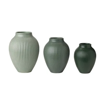 Mini vase Knabstrup Ripple mat 3 pièces - Misty green-celadon green-dark green - Knabstrup Keramik