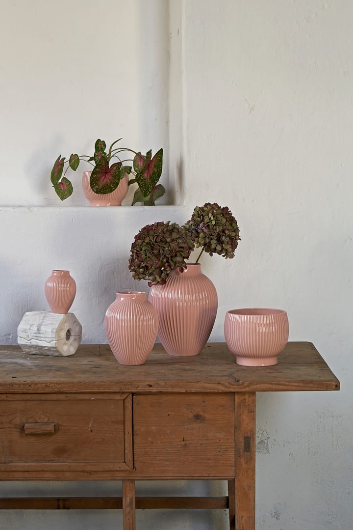 Pot rainuré Knabstrup Ø16,5 cm, Rose Knabstrup Keramik