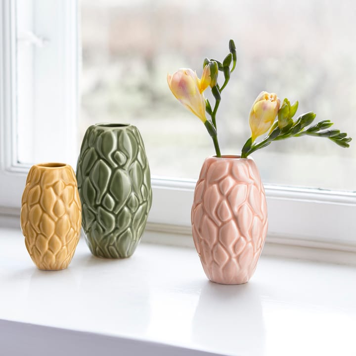 Vase Leaf lot de 3 - Rose-vert-jaune - Knabstrup Keramik