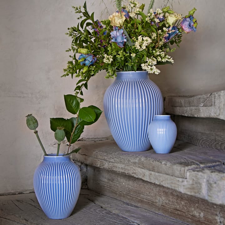 Vase rainuré Knabstrup 12,5 cm - Bleu lavende - Knabstrup Keramik