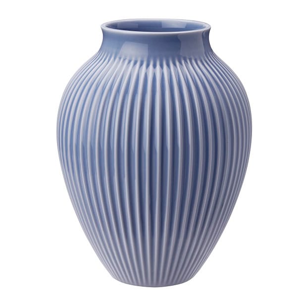 Vase rainuré Knabstrup 20 cm - Bleu lavende - Knabstrup Keramik