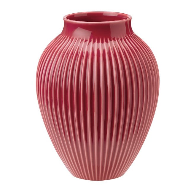 Vase rainuré Knabstrup 20 cm - Bordeaux - Knabstrup Keramik